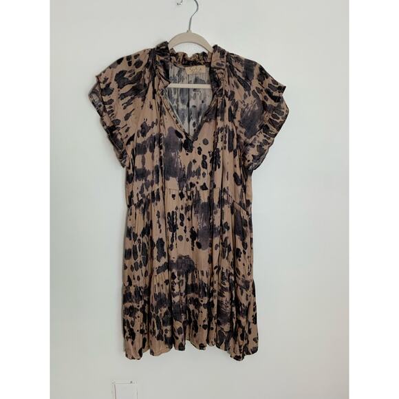 Sofia Brown and tan vneck‎ dress - Picture 1 of 6